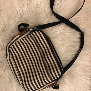 Striped Navy and Tan small purse